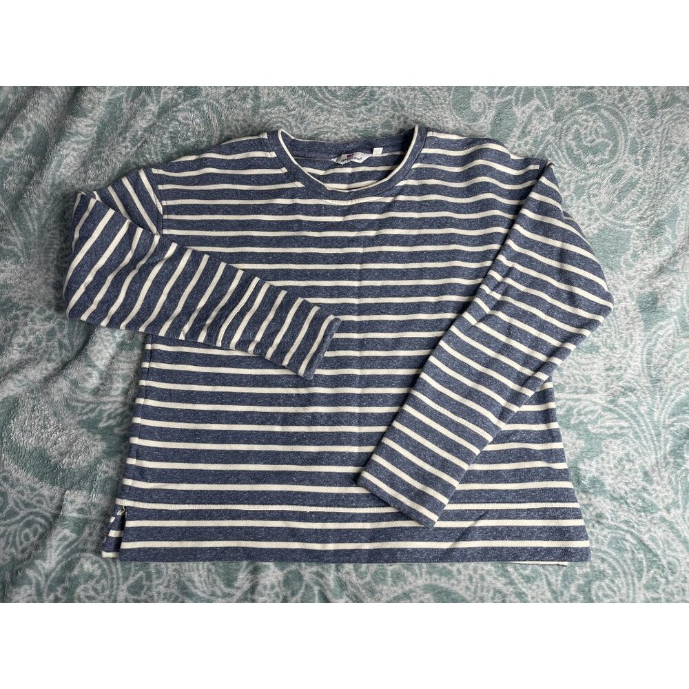 Vineyard Vines Women Small Blue White Striped Long Sleeve Crew Neck Top Nautical